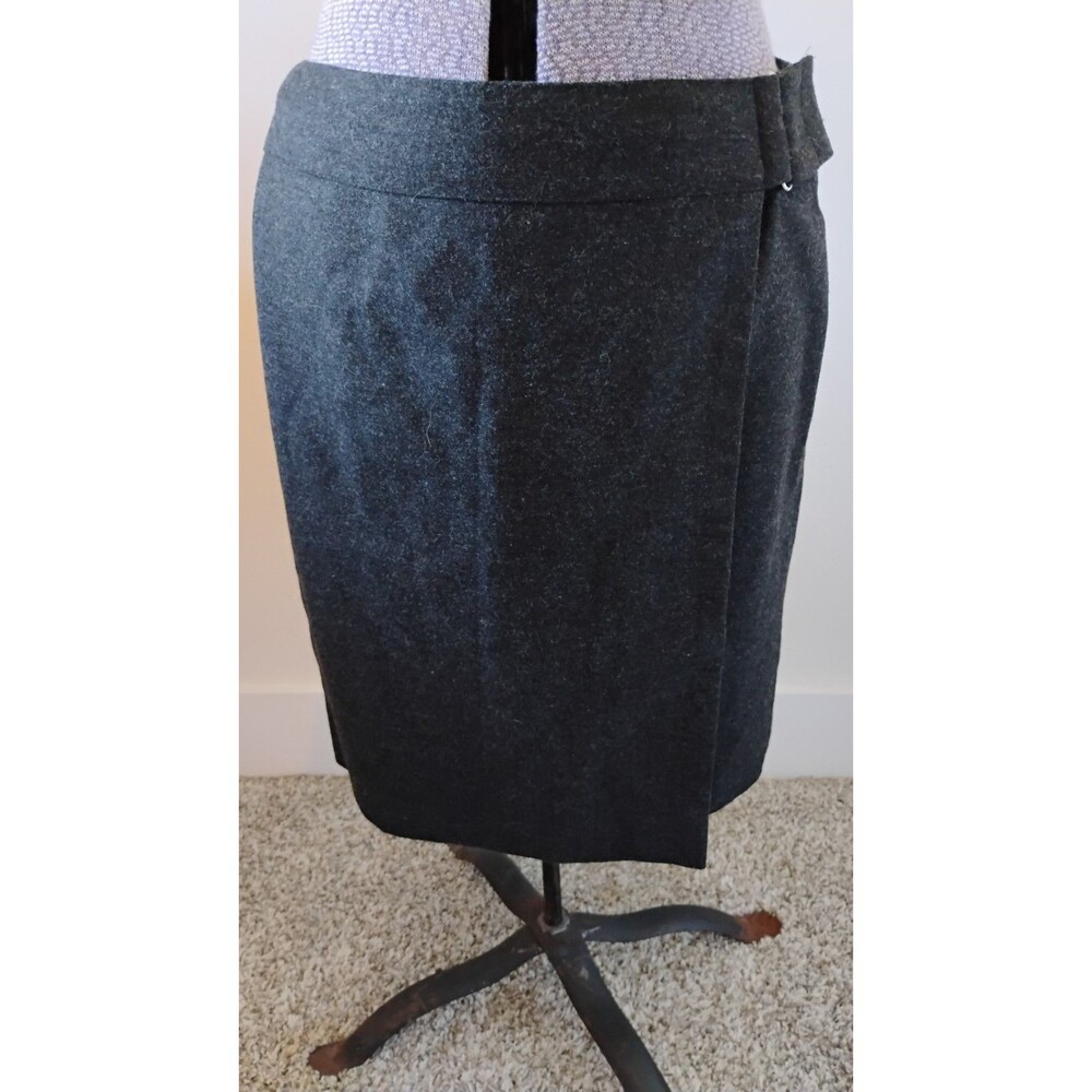 Ralph Lauren Wool Wrap Skirt Women's Charcoal Gray sz8 Classic Fully Lined EUC